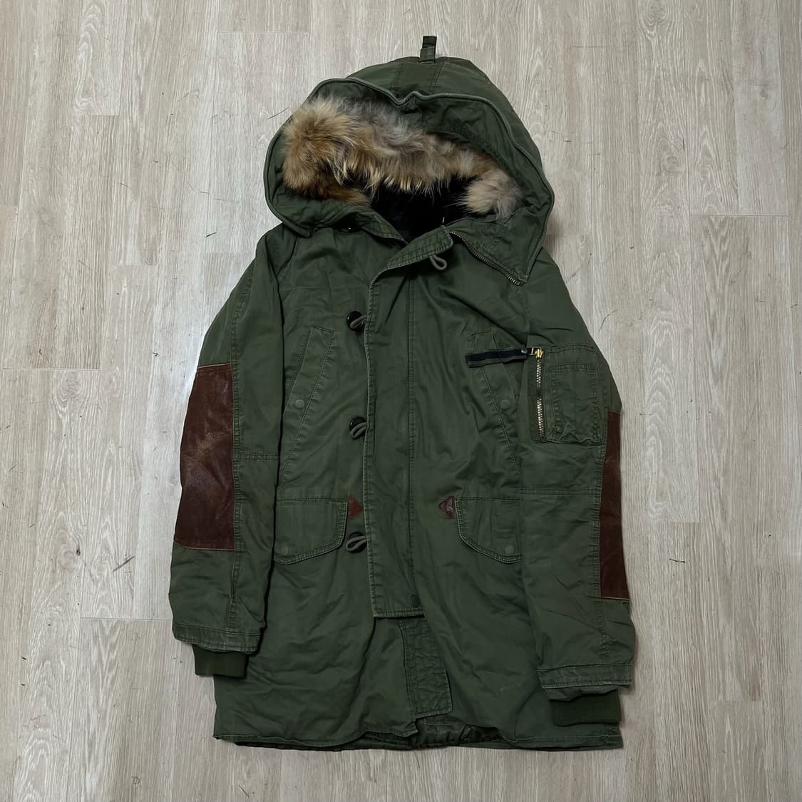 남성 퍼후드 N3B 개파카 야상 점퍼 L/100  상품이미지1