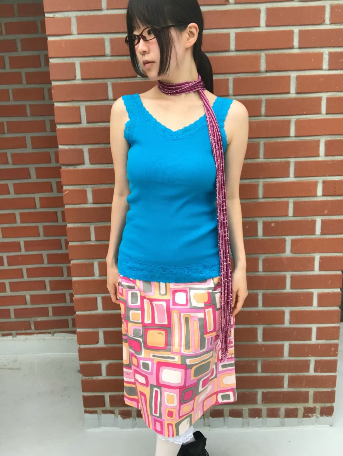 vintage pink pearl scarf 상품이미지6