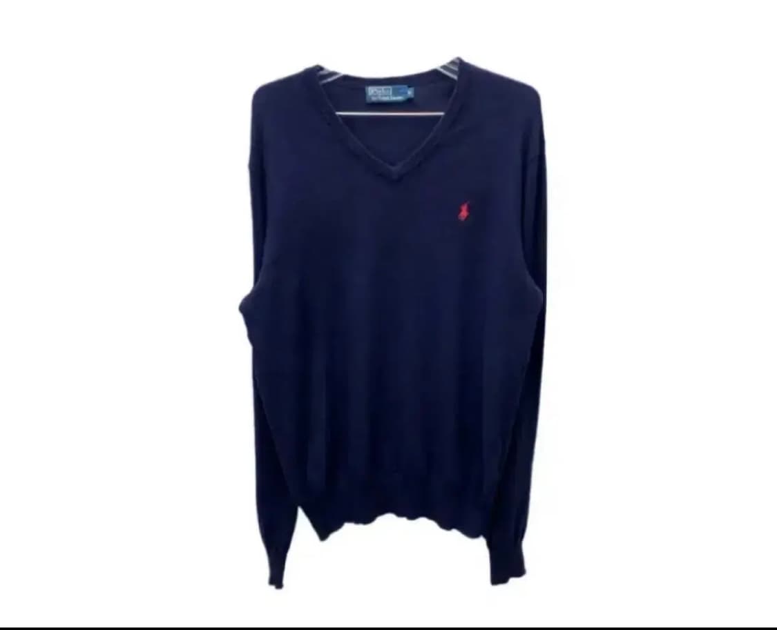 공용 폴로 랄프로렌 울 브이넥 니트 네이비 상품이미지1