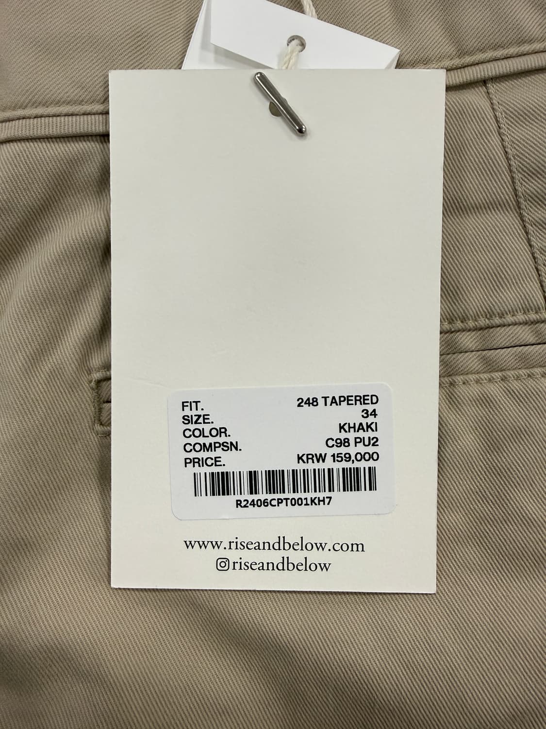 (새상품) 라이즈앤빌로우 248 치노 카키 34 해 상품이미지2