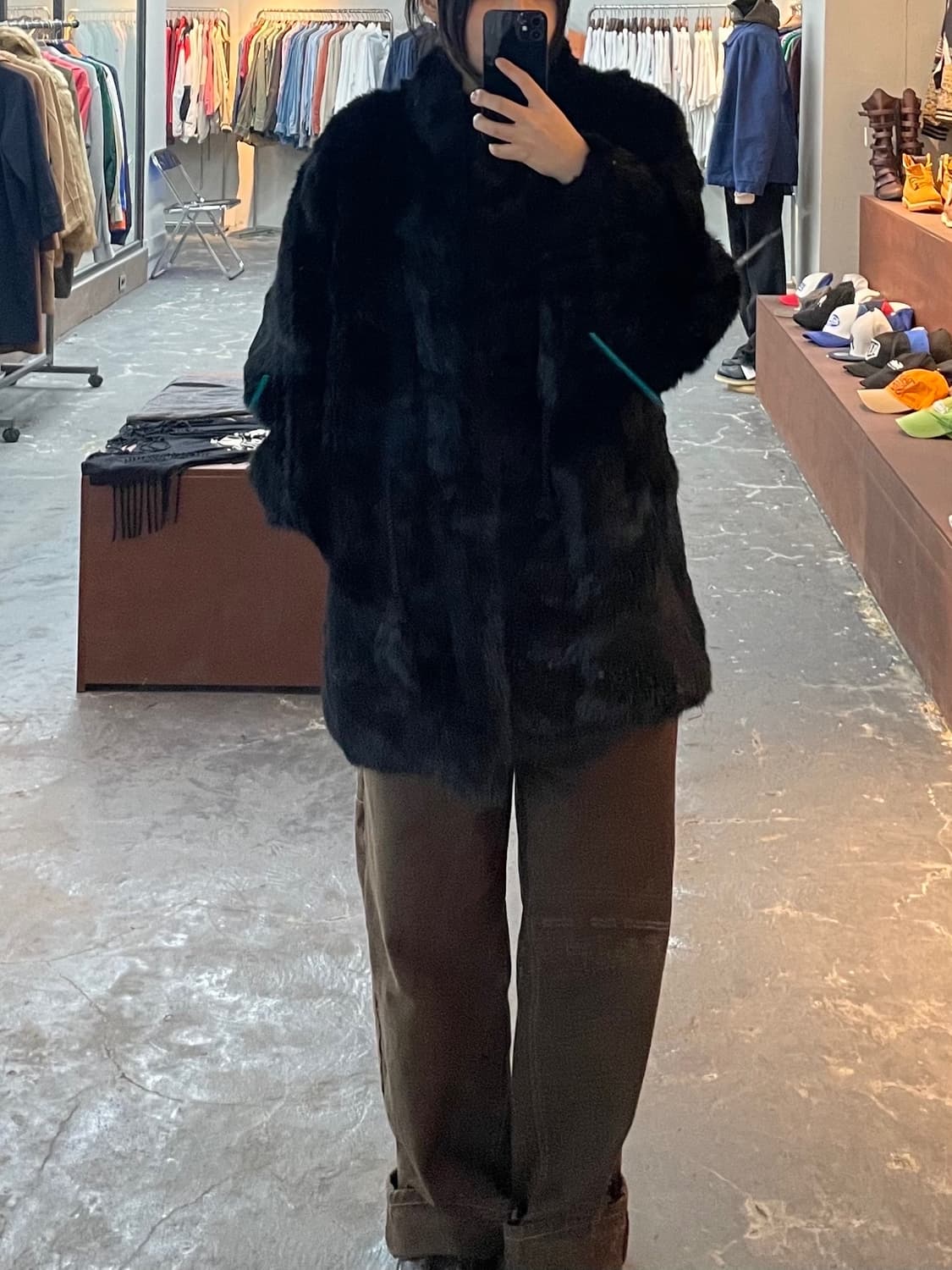 빈티지 블랙 퍼 코트 H1137 상품이미지1