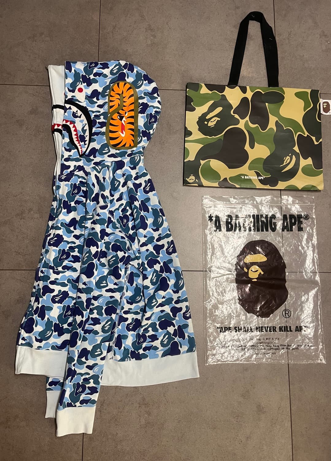 베이프 abc카모 청계 더블후드 샤크 후드집업 상품이미지2