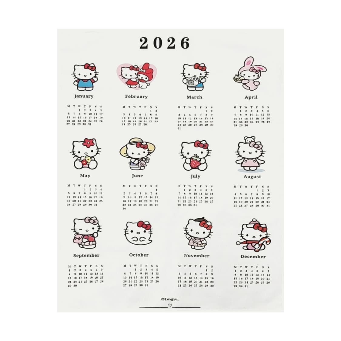 2026 헬로키티 패브릭 캘린더 상품이미지1