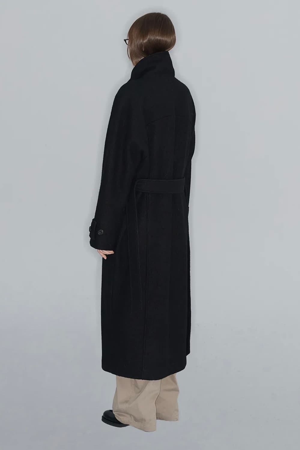 오픈와이와이 울 하이넥 코트 블랙 상품이미지3