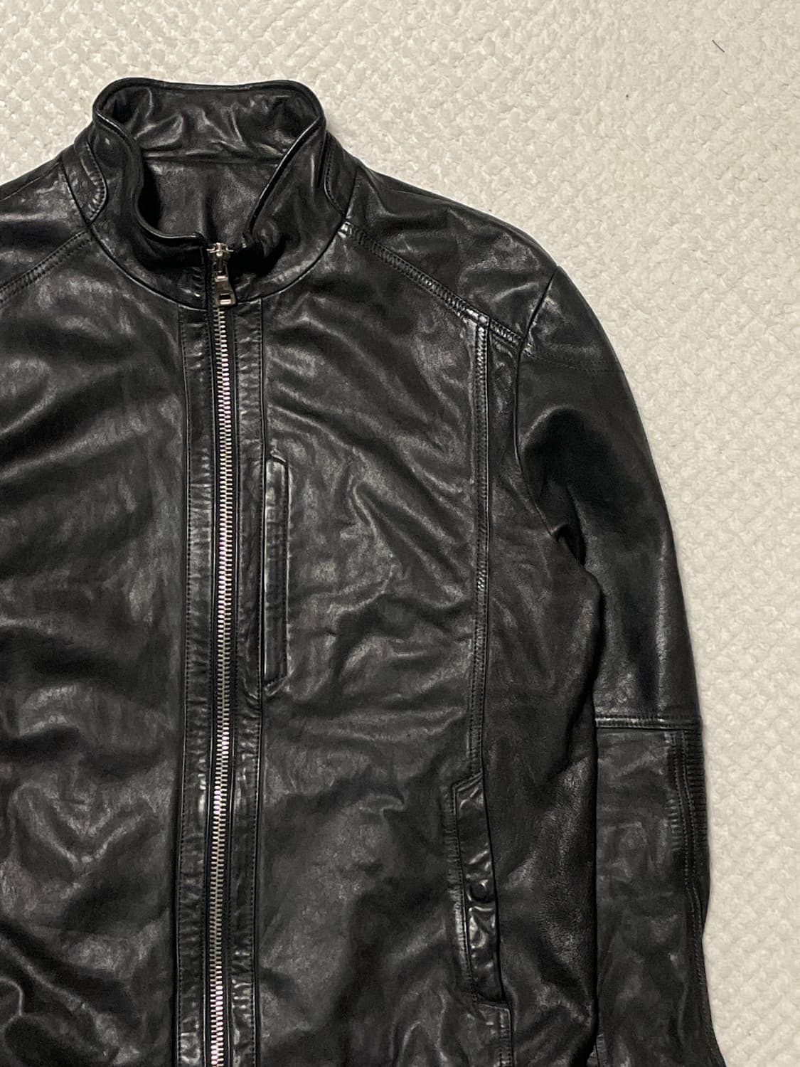 광희시장 웨스턴 무드 램스킨 양가죽 바이커 절개 레더 자켓 상품이미지4