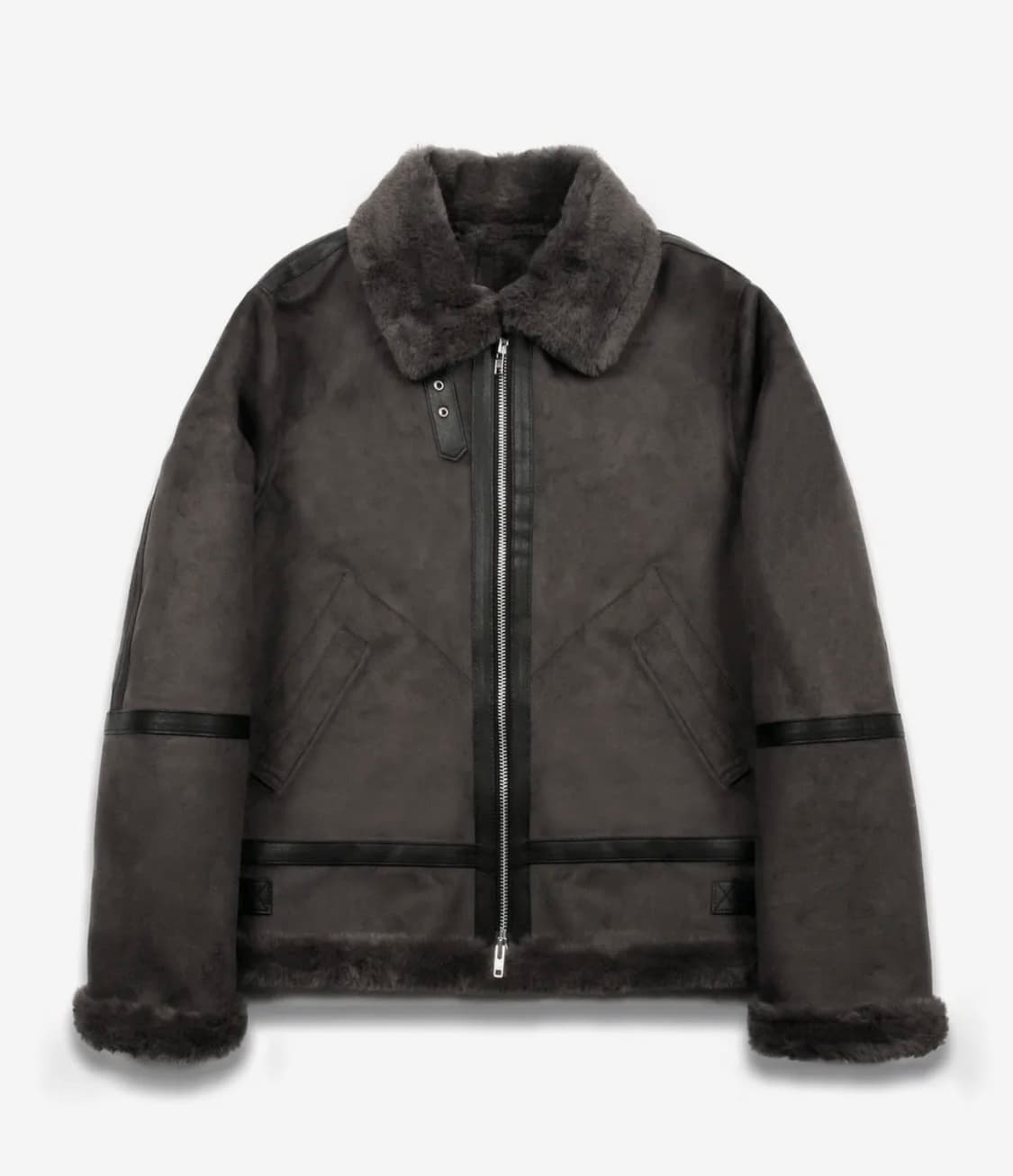 2XL) 도프제이슨 솔리드 무톤 스웨이드 자켓 그레이 상품이미지2