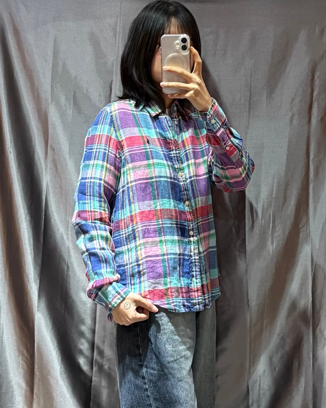 S 폴로랄프로렌 린넨 컬러 체크셔츠 상품이미지1