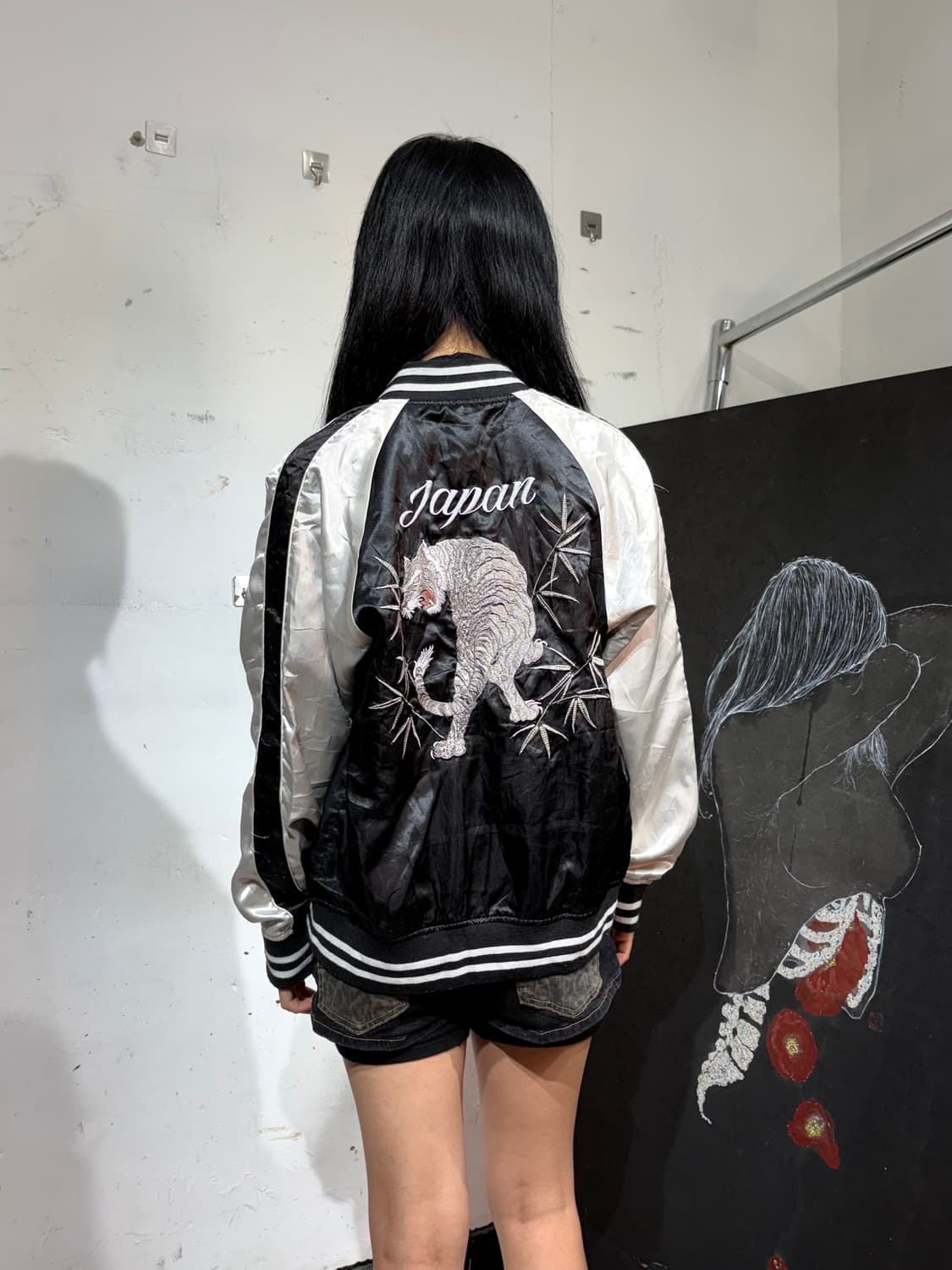 JPN 백호 오리엔탈 자수 스카잔 일본 빈티지 수니베어 스카쟌 M 상품이미지1