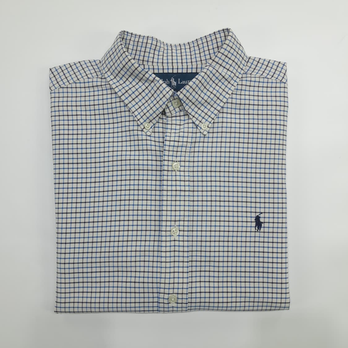 Co868 XL 폴로 랄프로렌 블루블랙 마이크로체크 긴팔 셔츠 남방 상품이미지8
