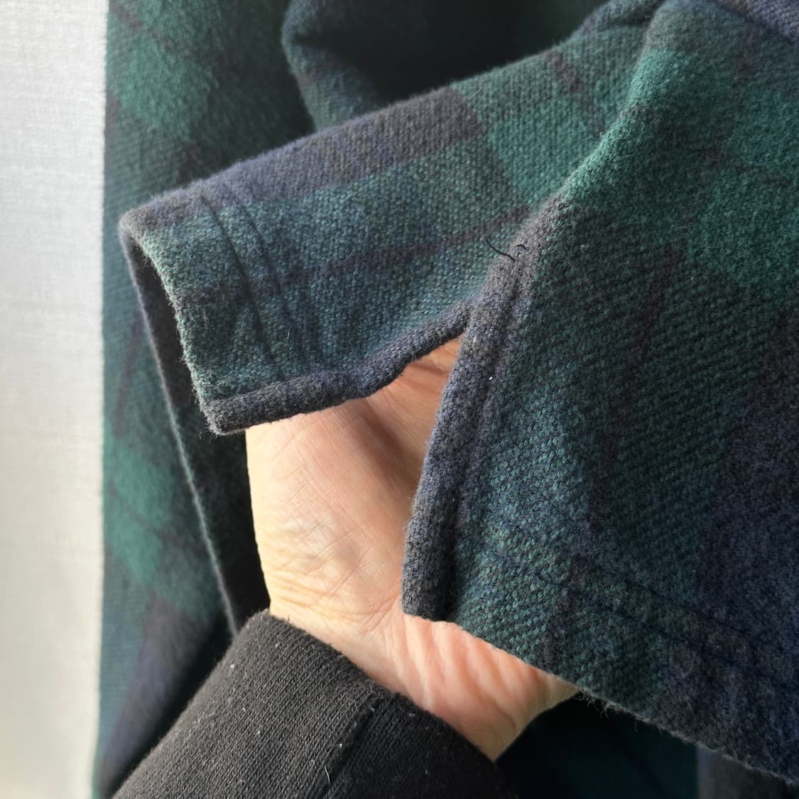 슈프림 16FW 후디드 체크 하프 집업 플란넬 셔츠 네이비 그린 L 상품이미지8