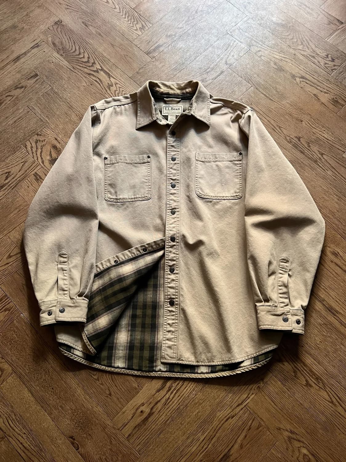 [XL]엘엘빈 USA 체크 라이닝 캔버스 아웃도어 셔츠 상품이미지1