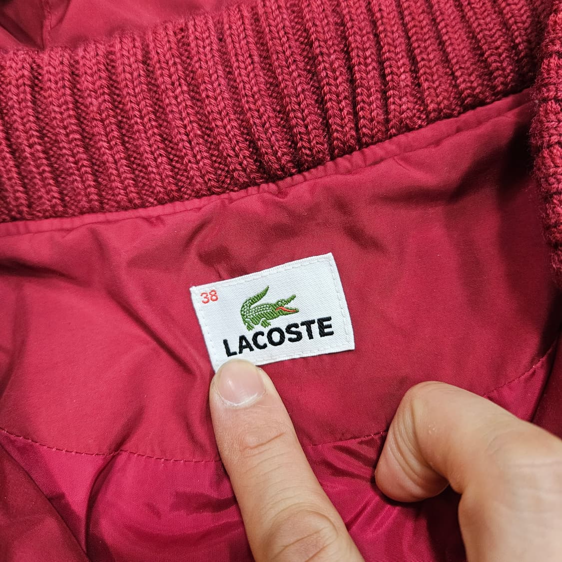 라코스테(Lacoste) 니트 배색 퀄팅 후드 자켓 38size 상품이미지8