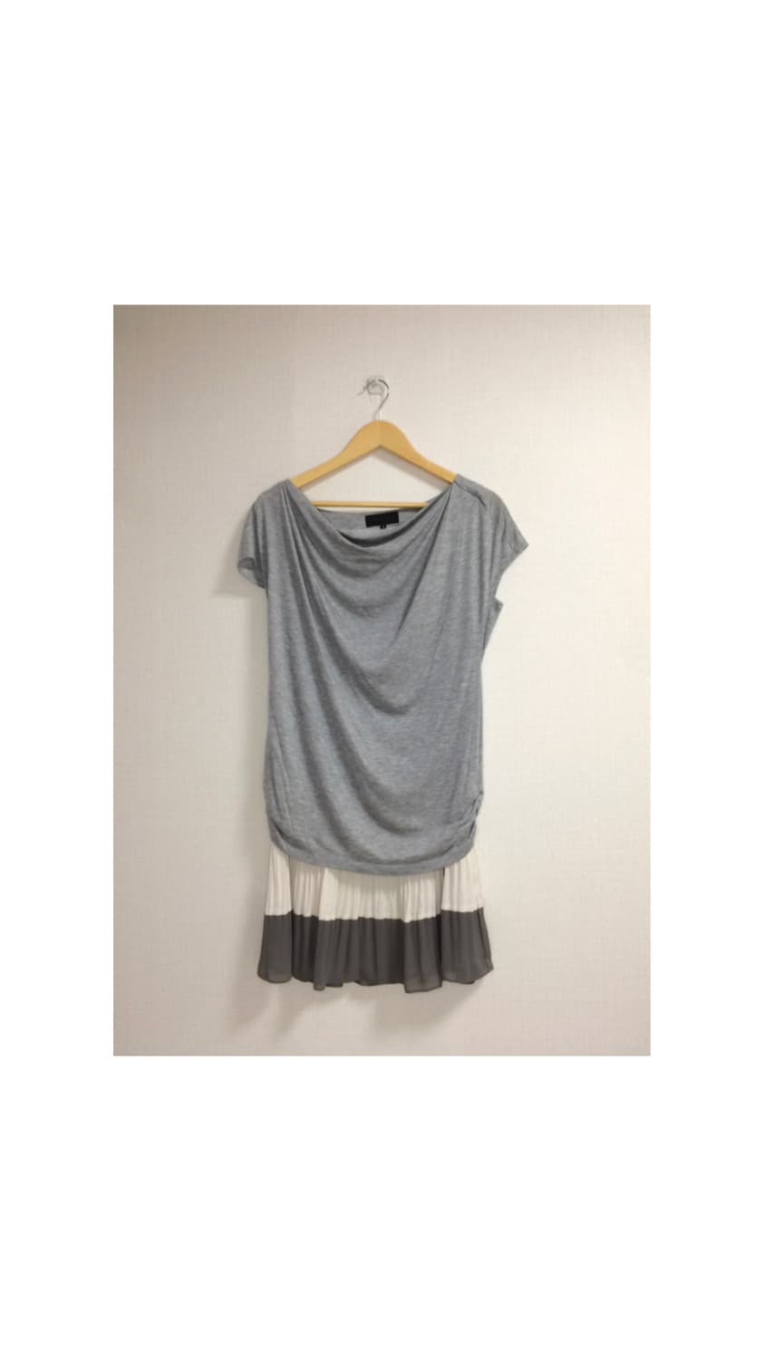빈티지 그레이 레이어드 플리츠 원피스 튜닉 상품이미지1