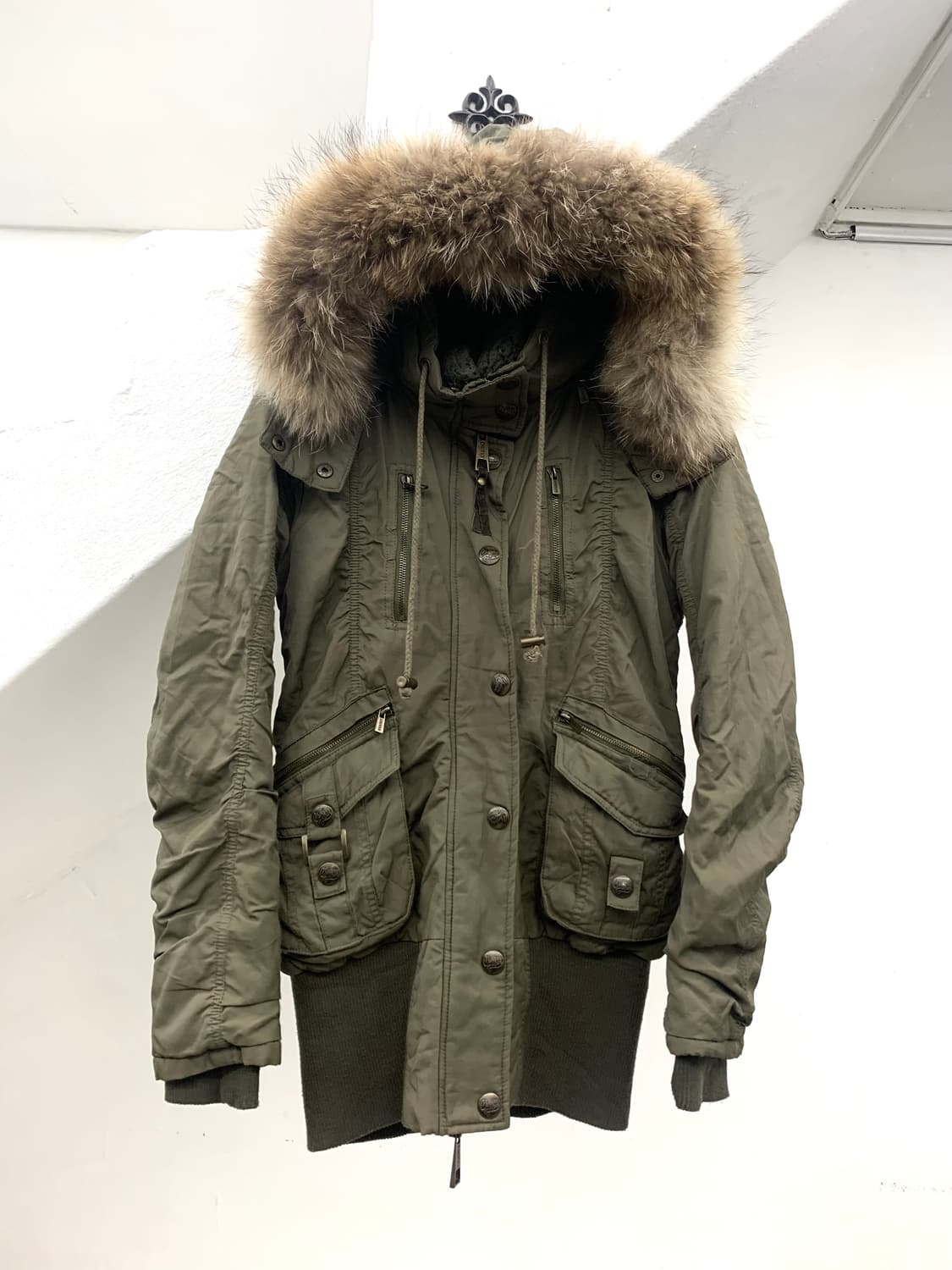Chu xxx khaki cargo pocket ribbed fur ja 상품이미지6