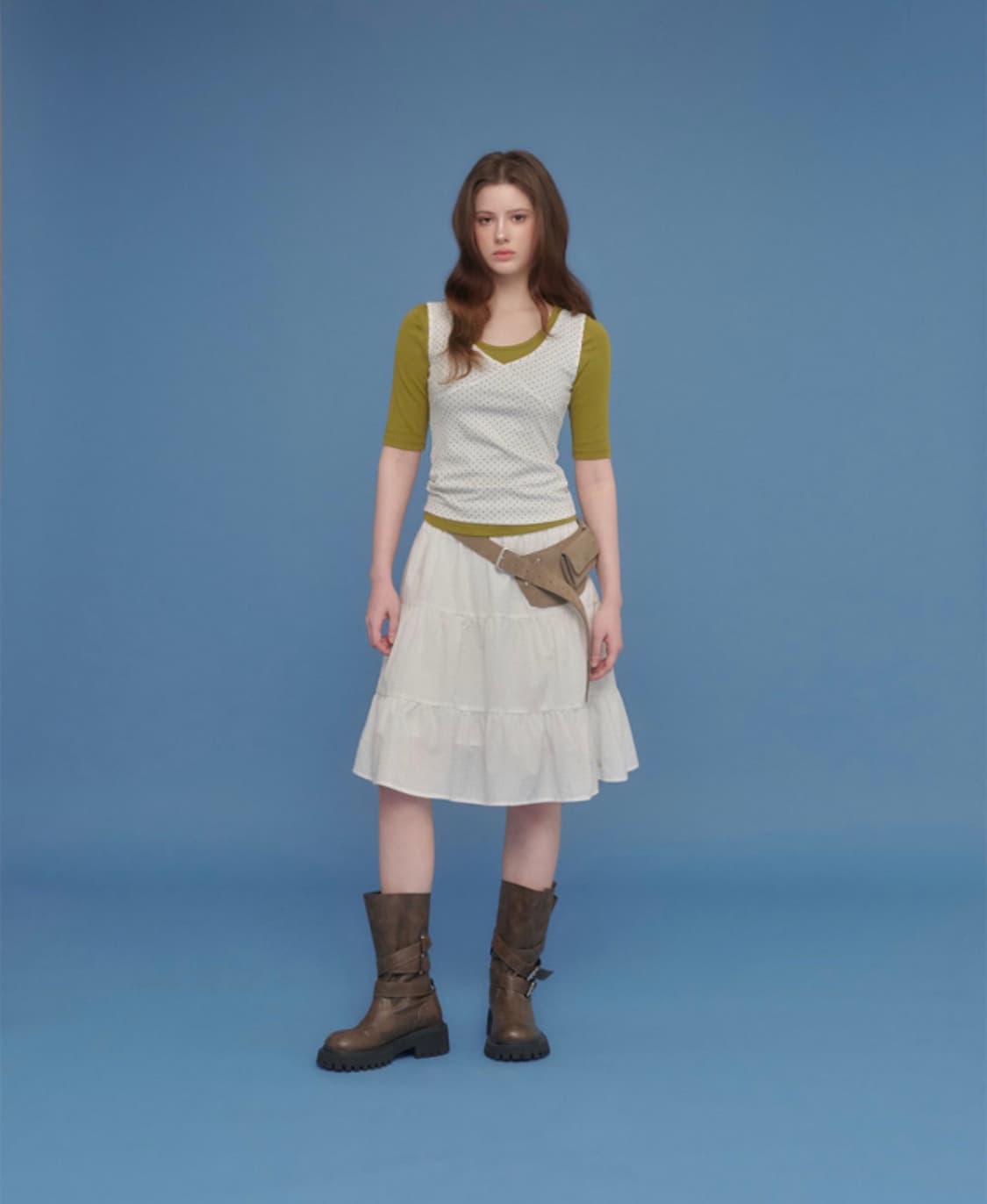 베이델리 캉캉 미디 스커트 화이트 상품이미지2