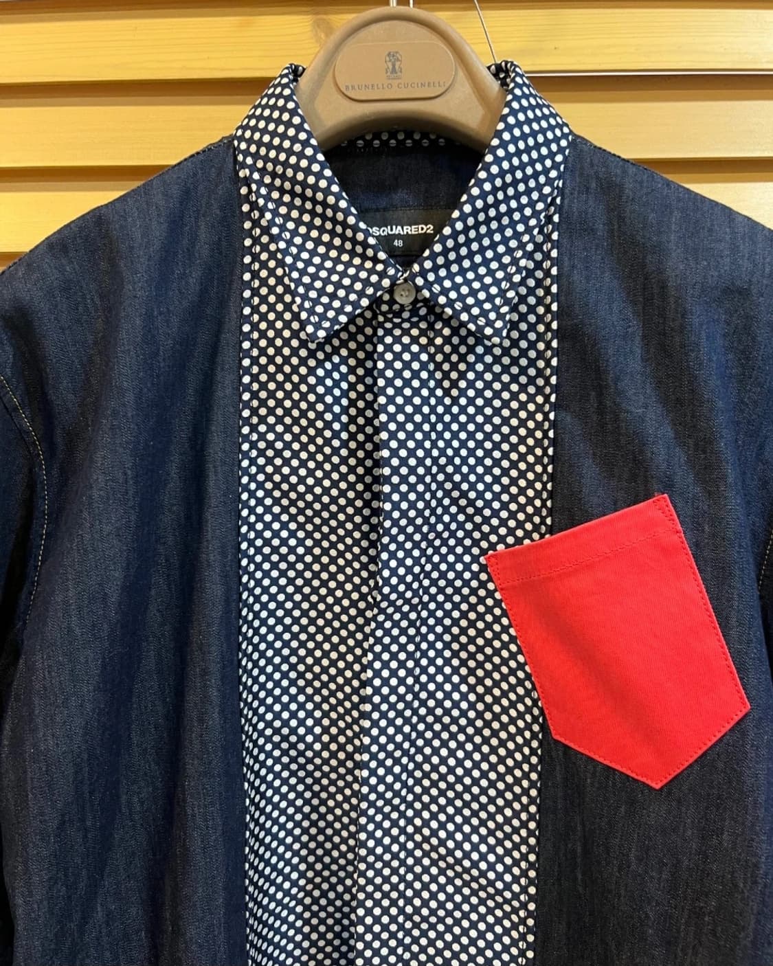 디스퀘어드2 진청 도트배색긴팔 데님셔츠
 상품이미지2