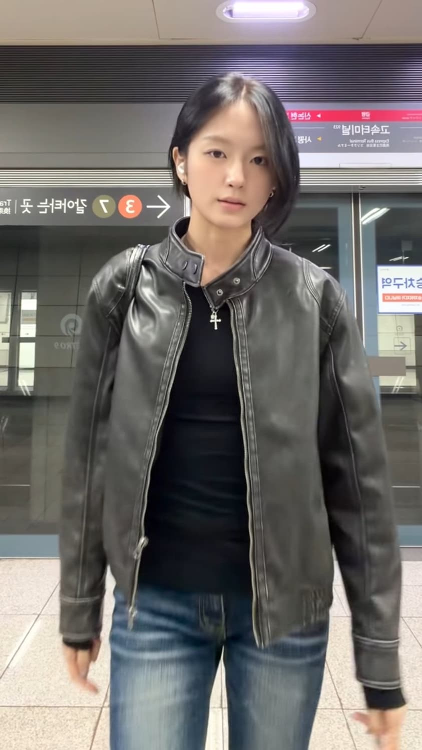 (유일매물) 헬레네 파리스 워시드 레더 블루종 자켓 상품이미지6