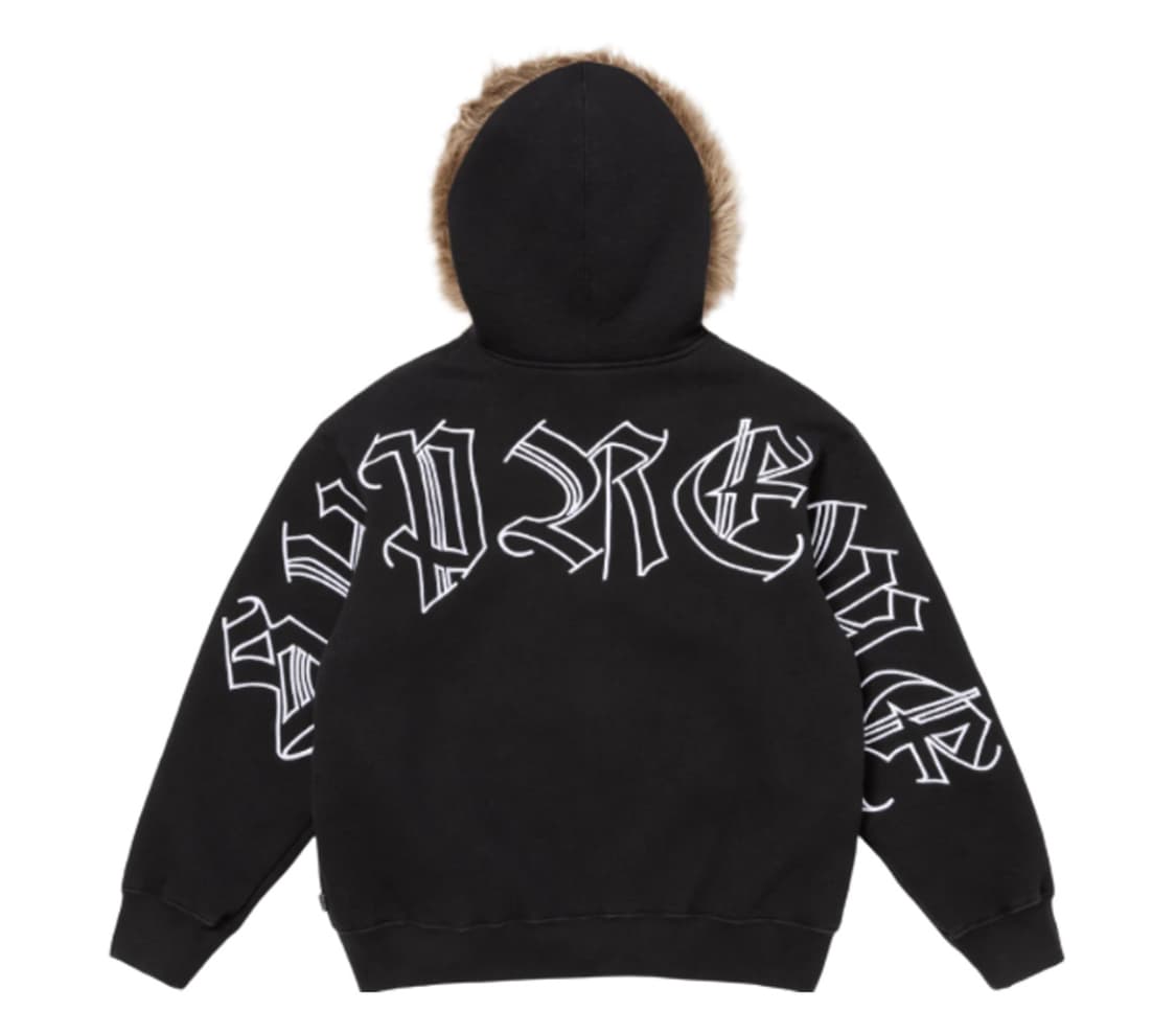 25FW 슈프림 포우 퍼 집업 후드 스웨트셔츠 블랙 L 상품이미지1