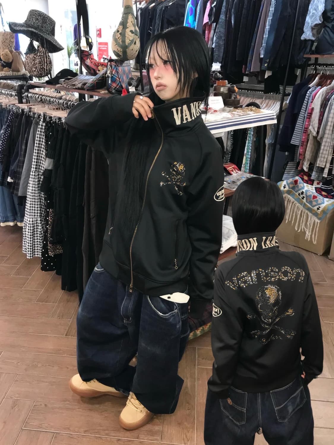 Vanson Embroidery Cubic Two-way Jersey 상품이미지1