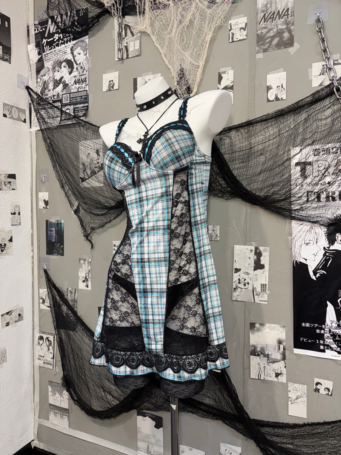 Gothic check lace sheer slip one-piece 상품이미지7