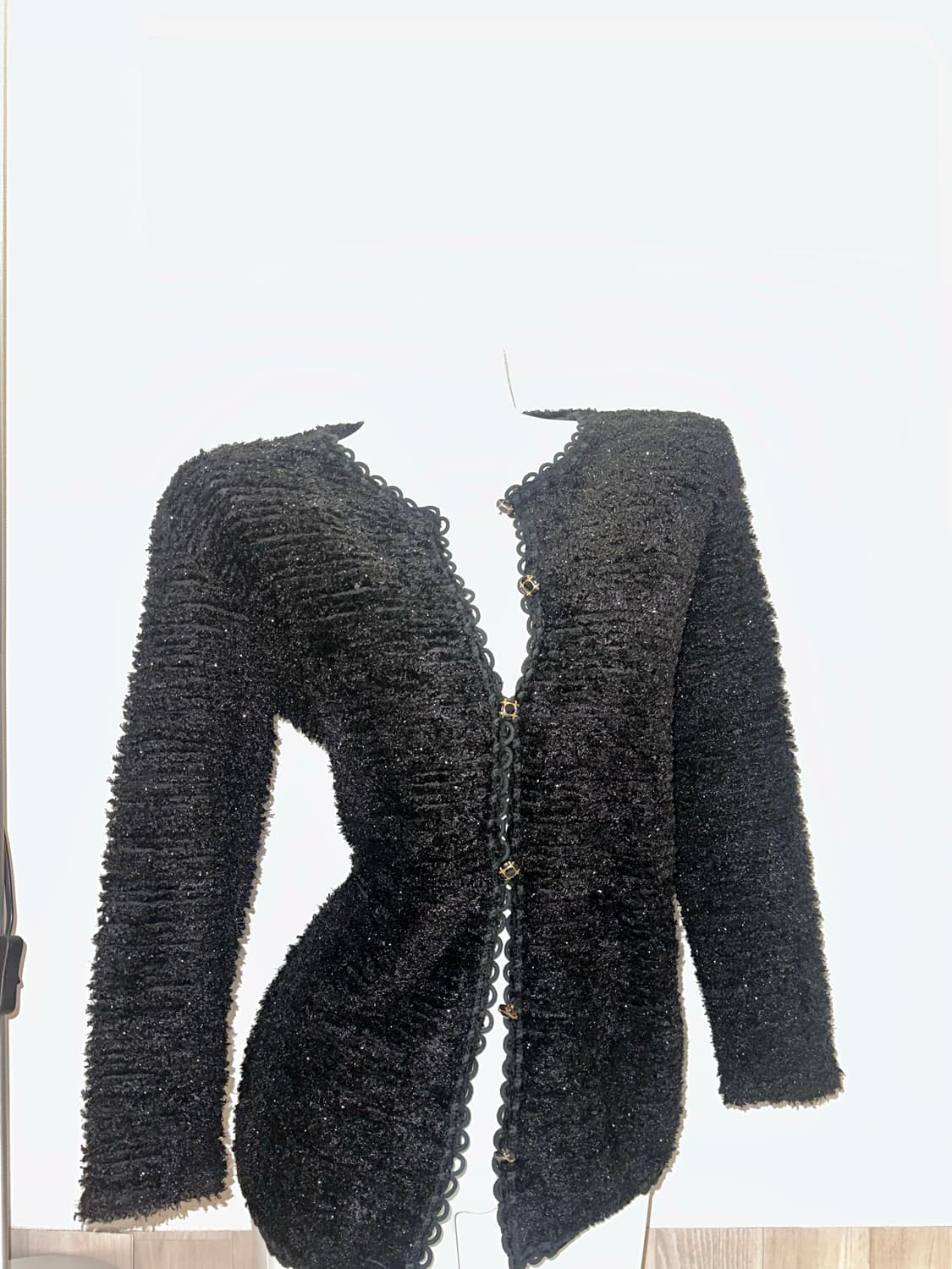 빈티지 트위트 블랙 글리터 가디건 상품이미지3