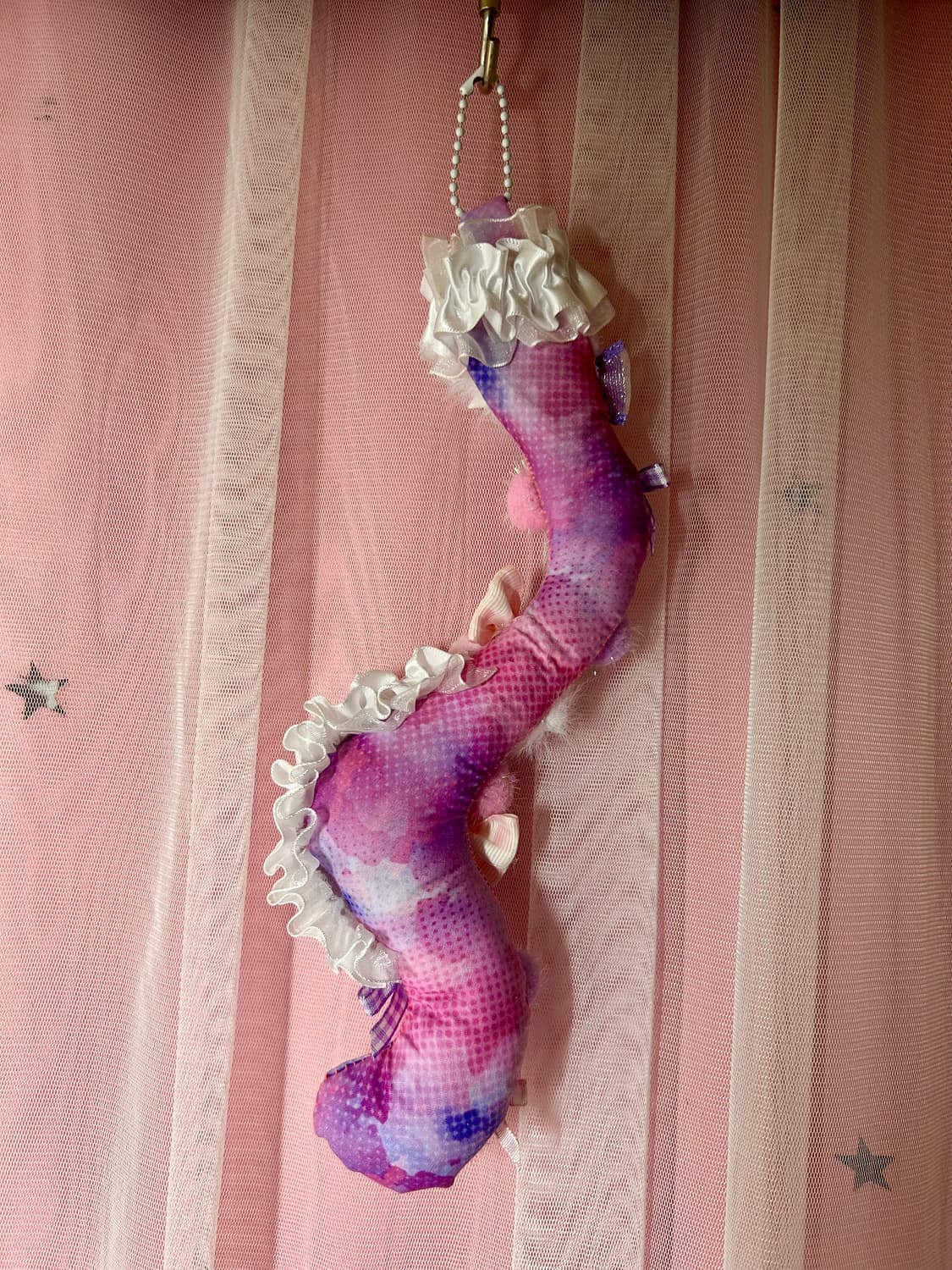 ･:*+. 핸드메이드 대왕 프릴 우주 보라색 지렁이 키링 상품이미지2