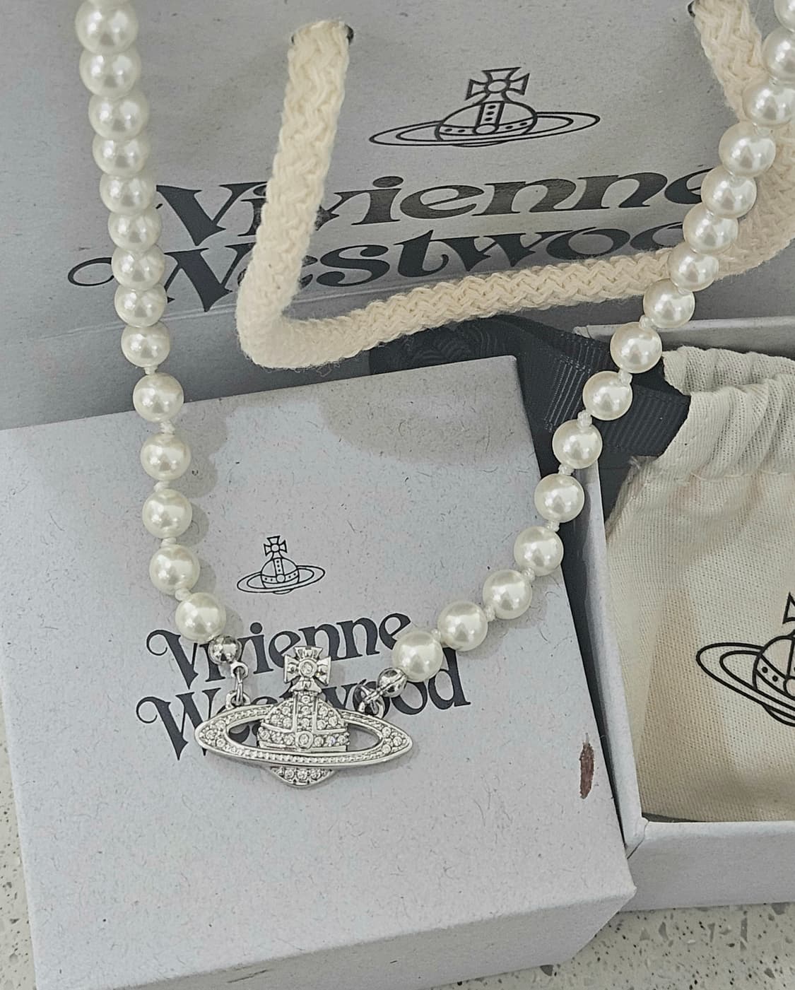 [미사용급] 비비안웨스트우드 진주 초커 목걸이 [정품] 상품이미지1
