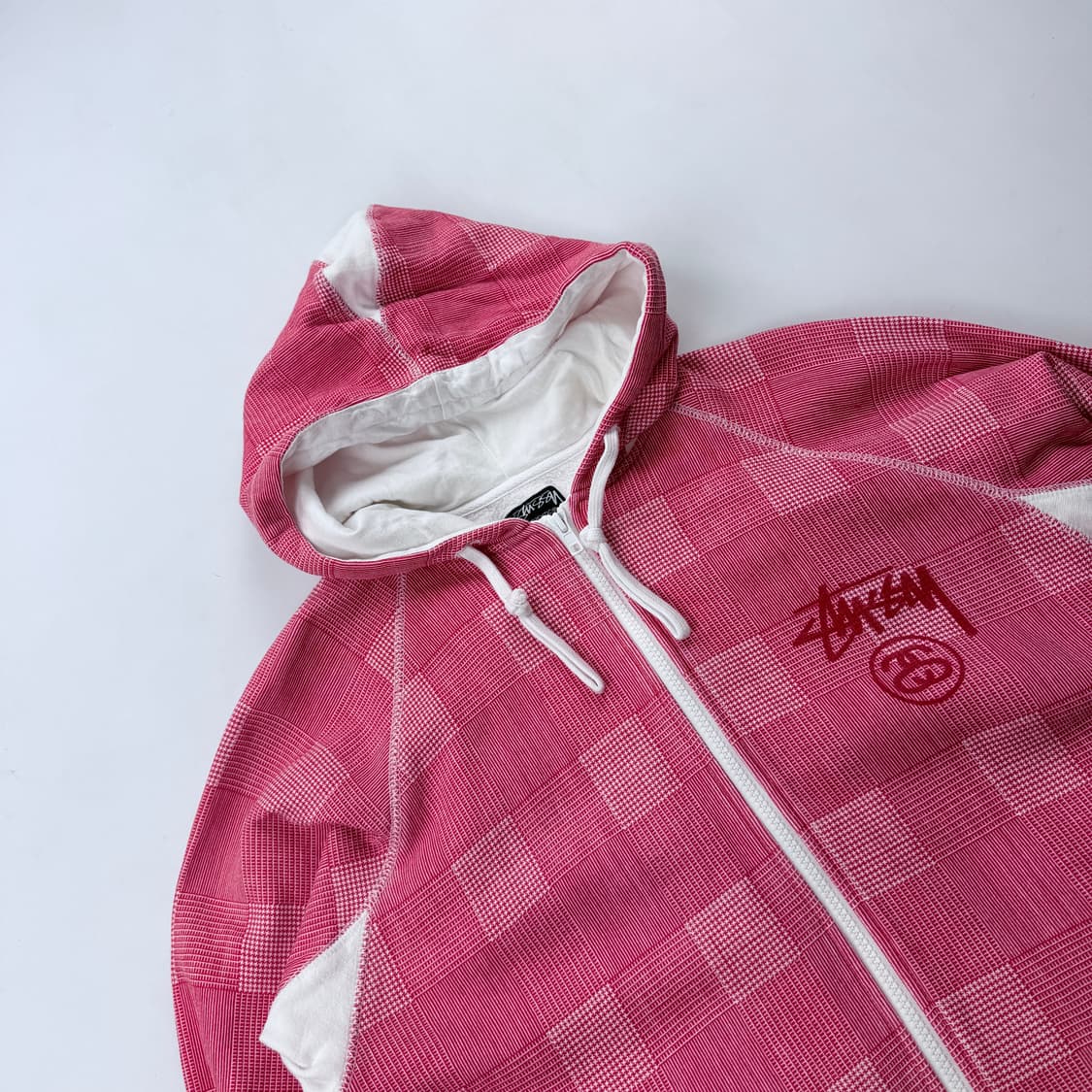 00S 스투시 어센틱 스탁로고 체크 후드집업 상품이미지2