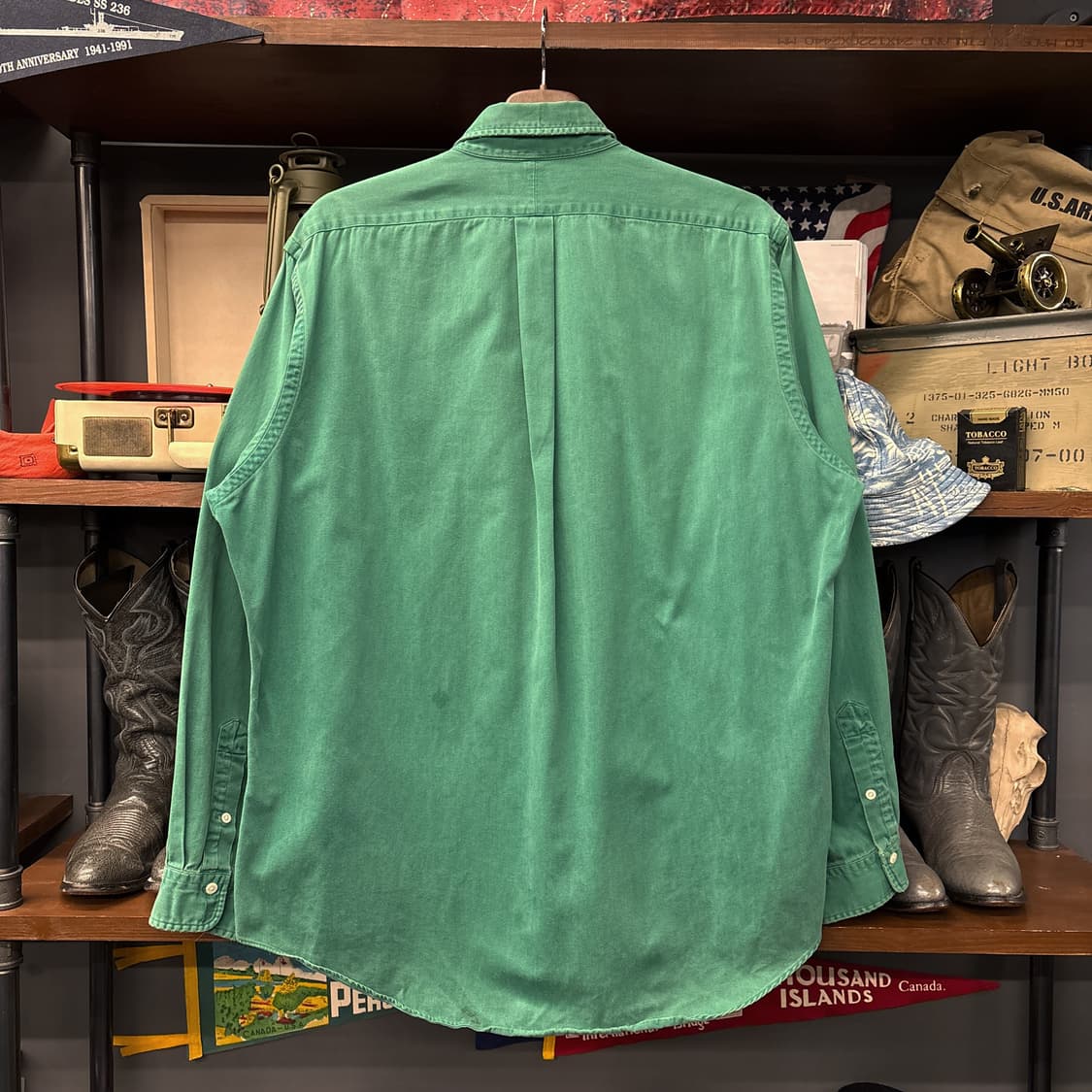 90s 폴로 랄프로렌 워싱그린 버튼다운 셔츠 퍼플포니 N748 상품이미지2