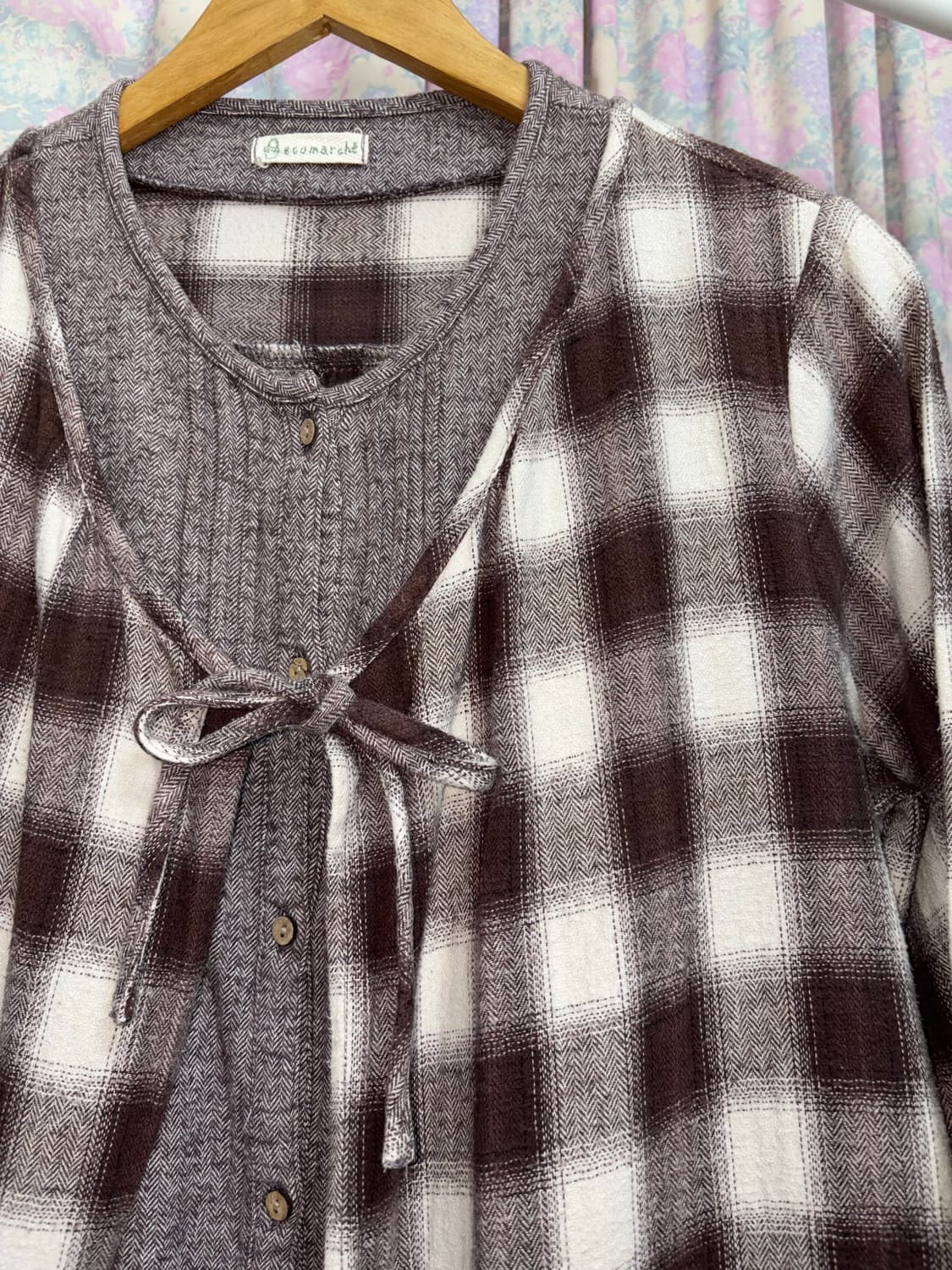 브라운 체크 레이어드 블라우스 상품이미지7