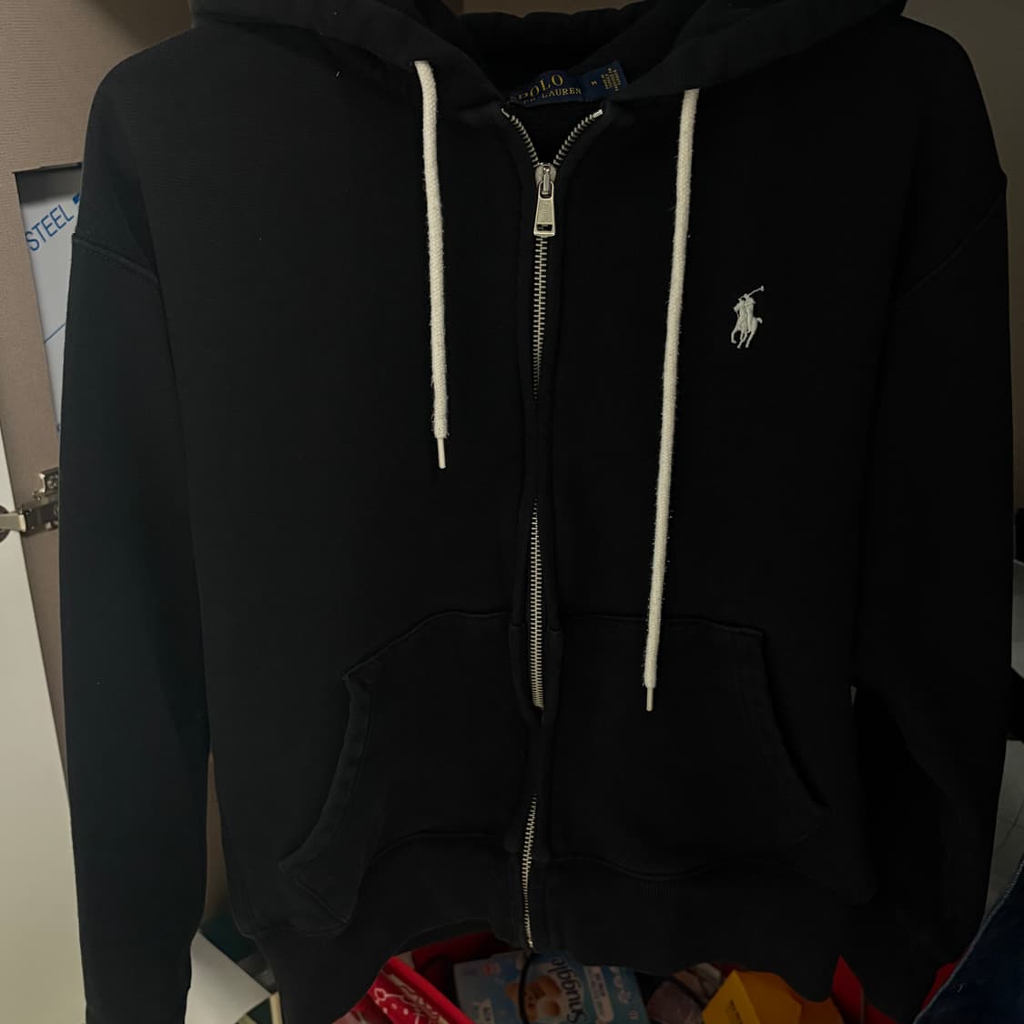 폴로 후드집업 블랙 M급처 상품이미지1
