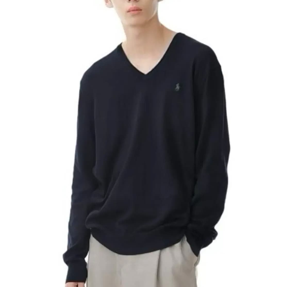 [L] Polo 폴로 랄프로렌 15% 캐시미어 네이비 브이넥 니트 상품이미지4