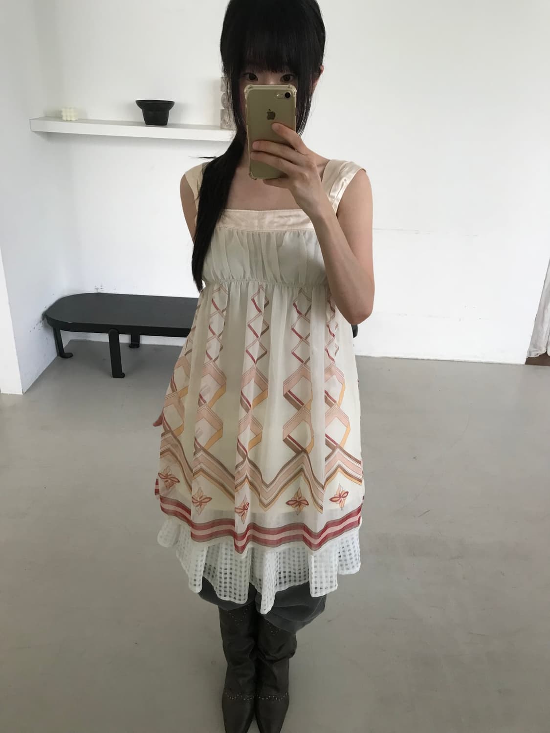 vintage ivory pattern skirt 상품이미지8