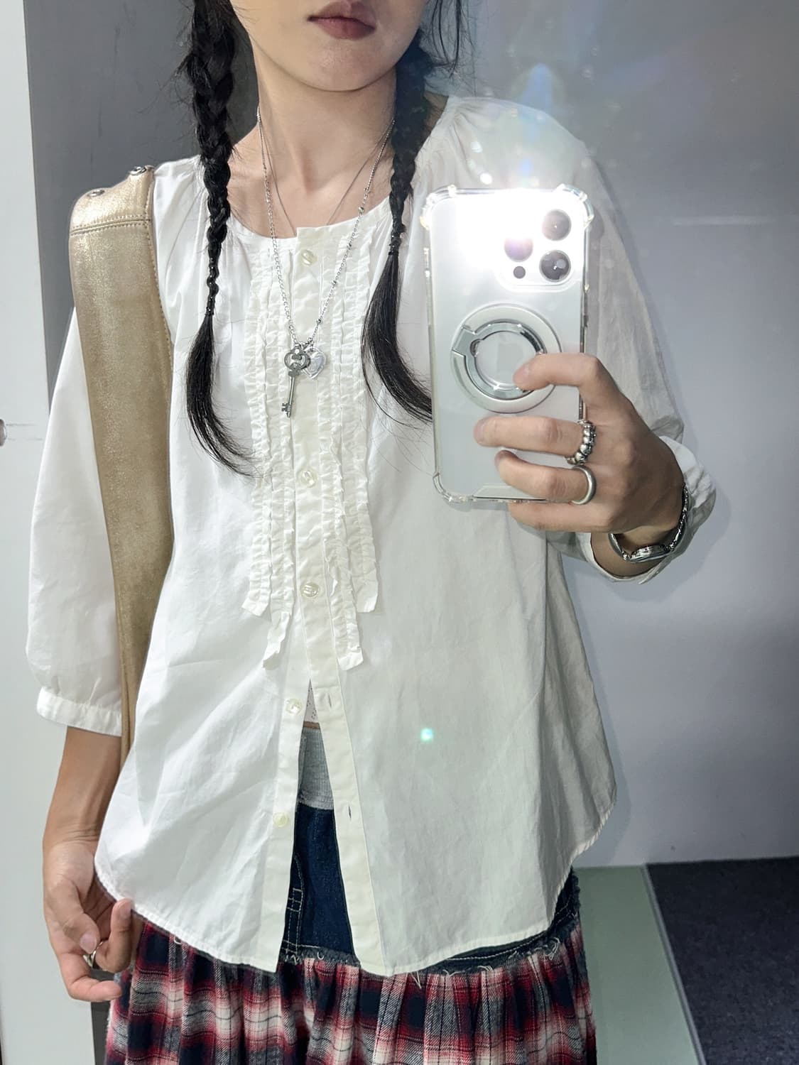 summer ruffle line blouse 상품이미지1