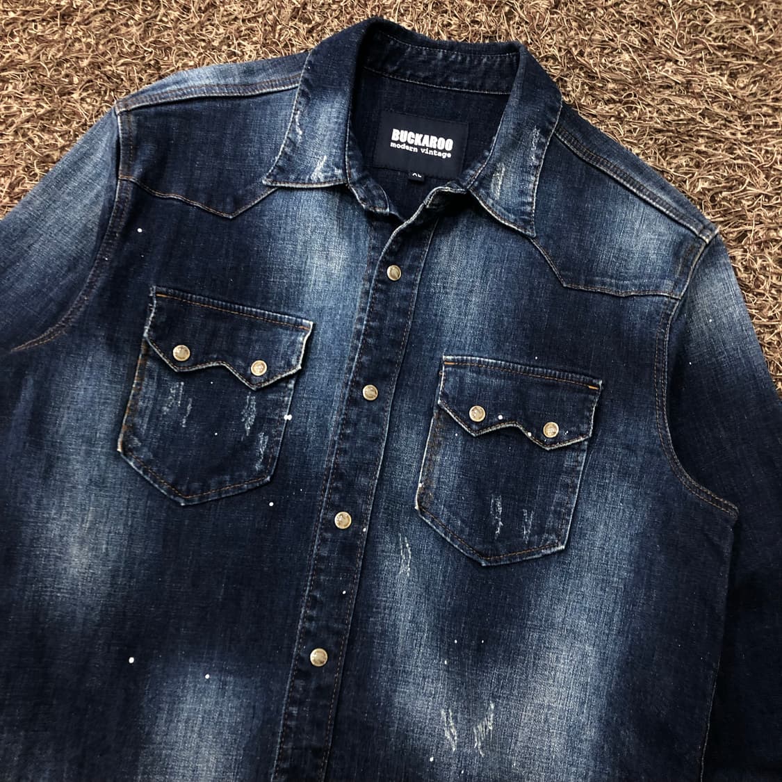 버커루 페인트 데님 워싱 웨스턴 셔츠 상품이미지2