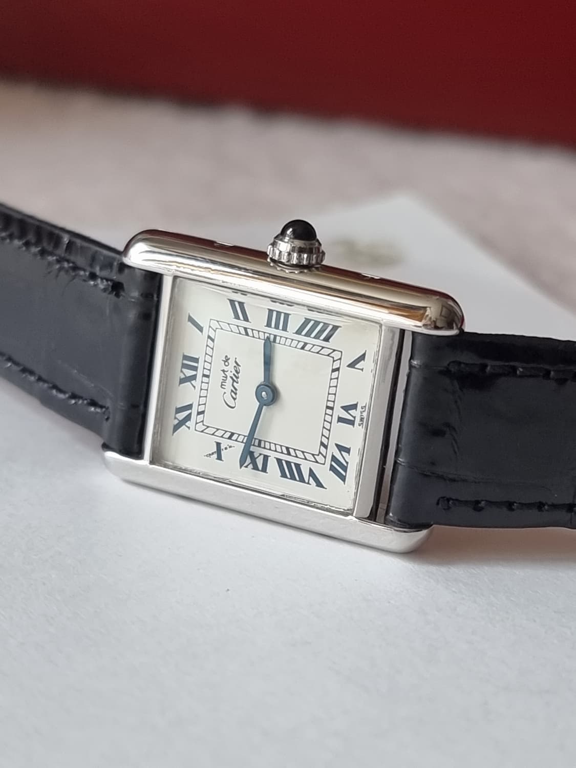 까르띠에 빈티지 탱크머스트 S 블루로만 화이트다이얼 디버클 여성시계 02 상품이미지3
