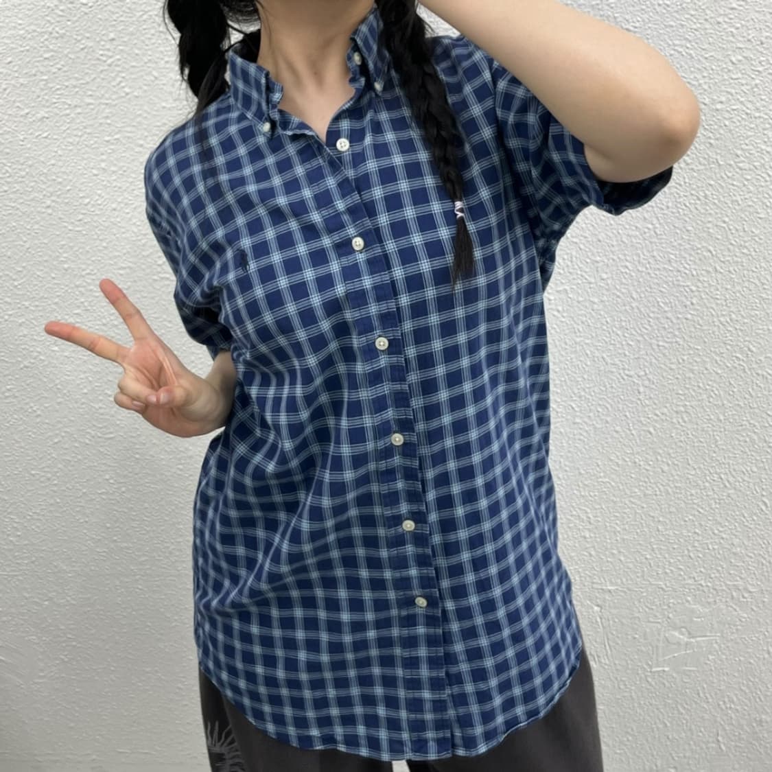 폴로 랄프로렌 네이비포니 블루 체크 반팔 셔츠 S 상품이미지6