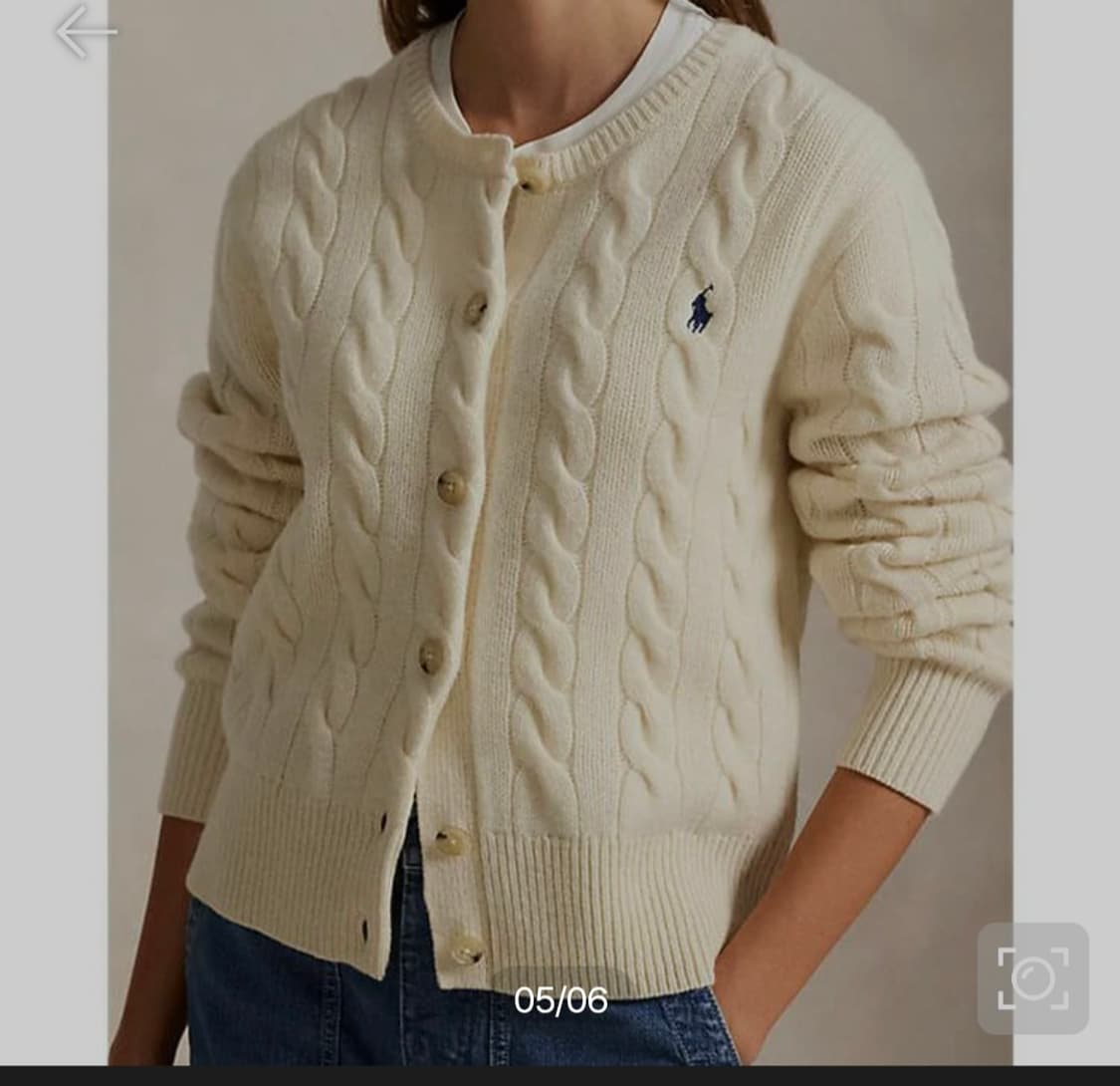 폴로 랄프로렌 울 캐시미어 아이보리 가디건 M 상품이미지1