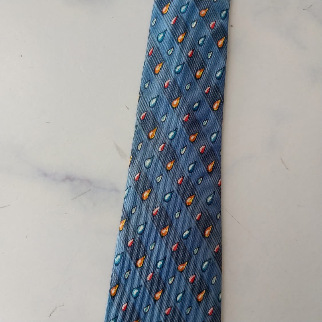 HERMES 에르메스 실크 블루 패턴 넥타이 9.4cm A등급 K2643 상품이미지10