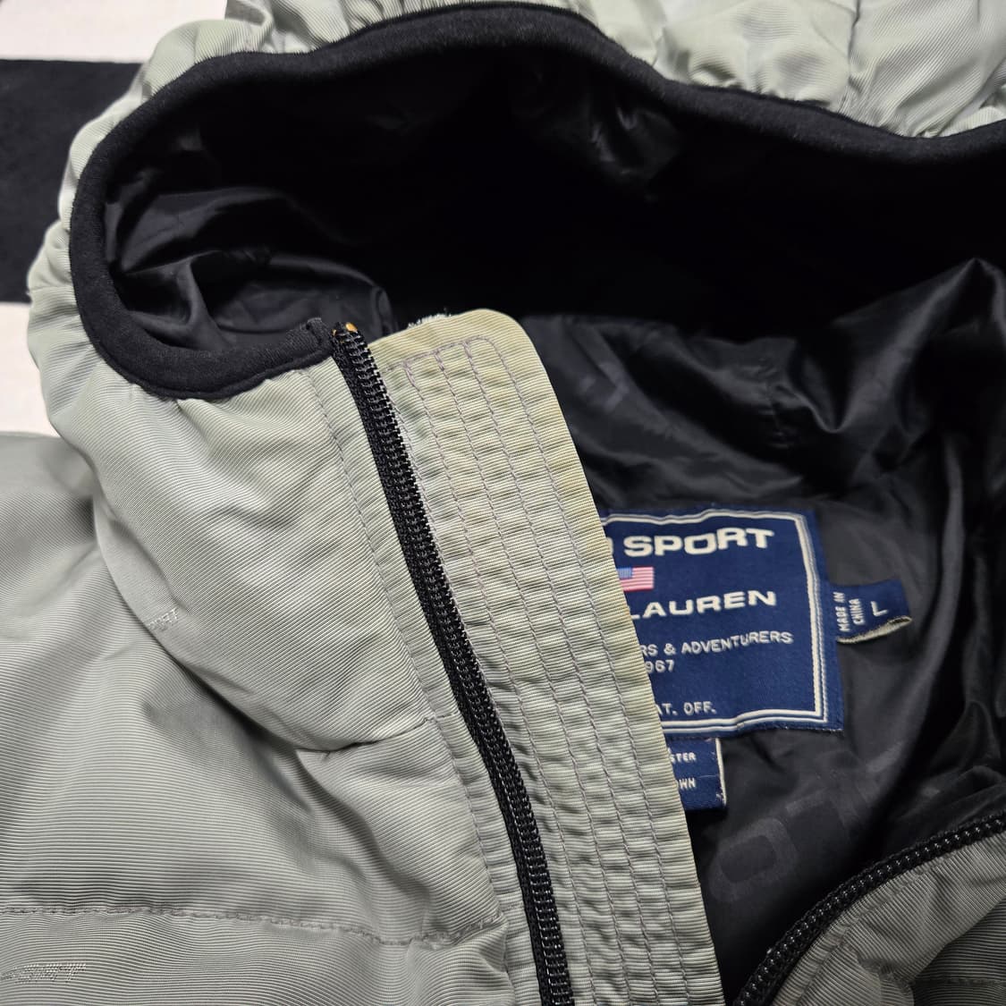 L 폴로스포츠 90s 푸퍼 후드 오리털 다운 자켓 메탈릭그레이 상품이미지5