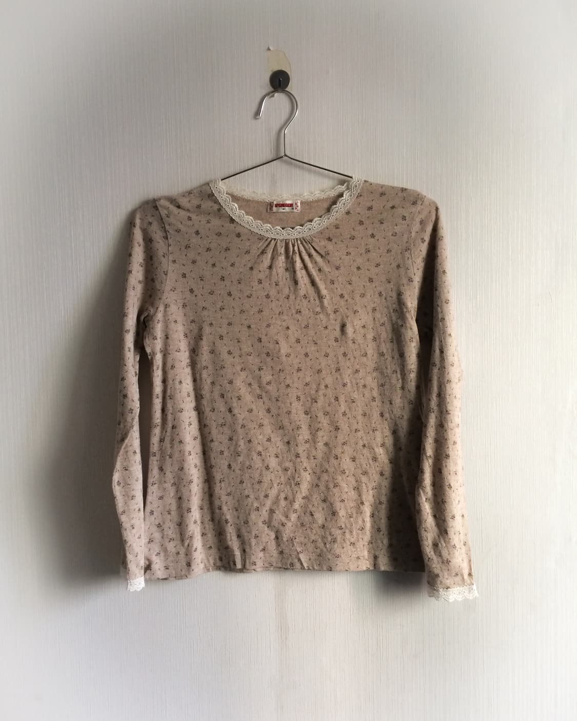 Lace trimming flower pattern sleeve 상품이미지2