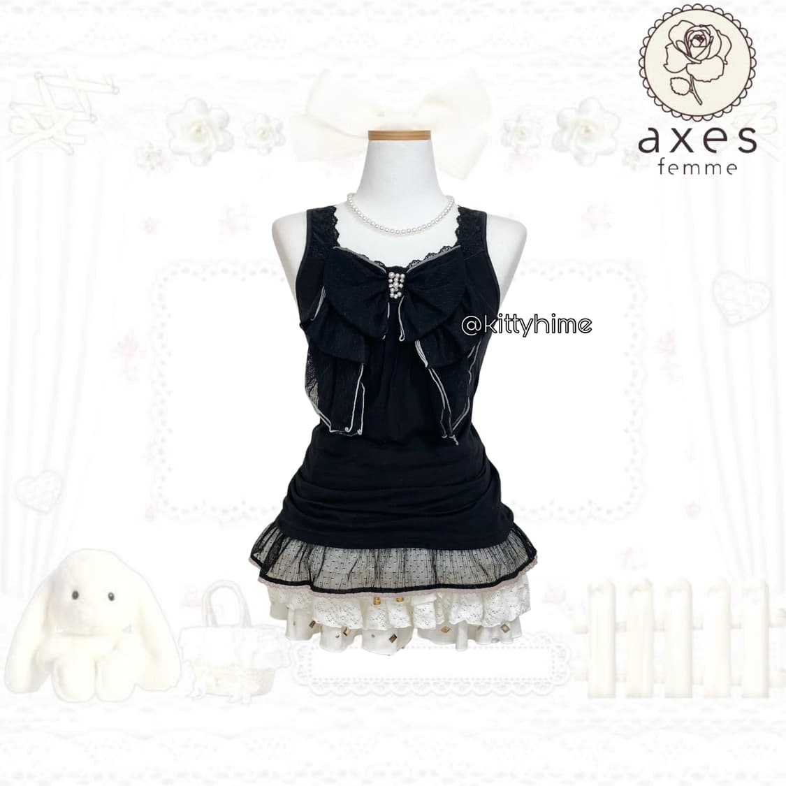 Axes femme 엑시즈팜 공겜여주깔 빅리본 슬리브리스 엑팜슬리브갸루  상품이미지1
