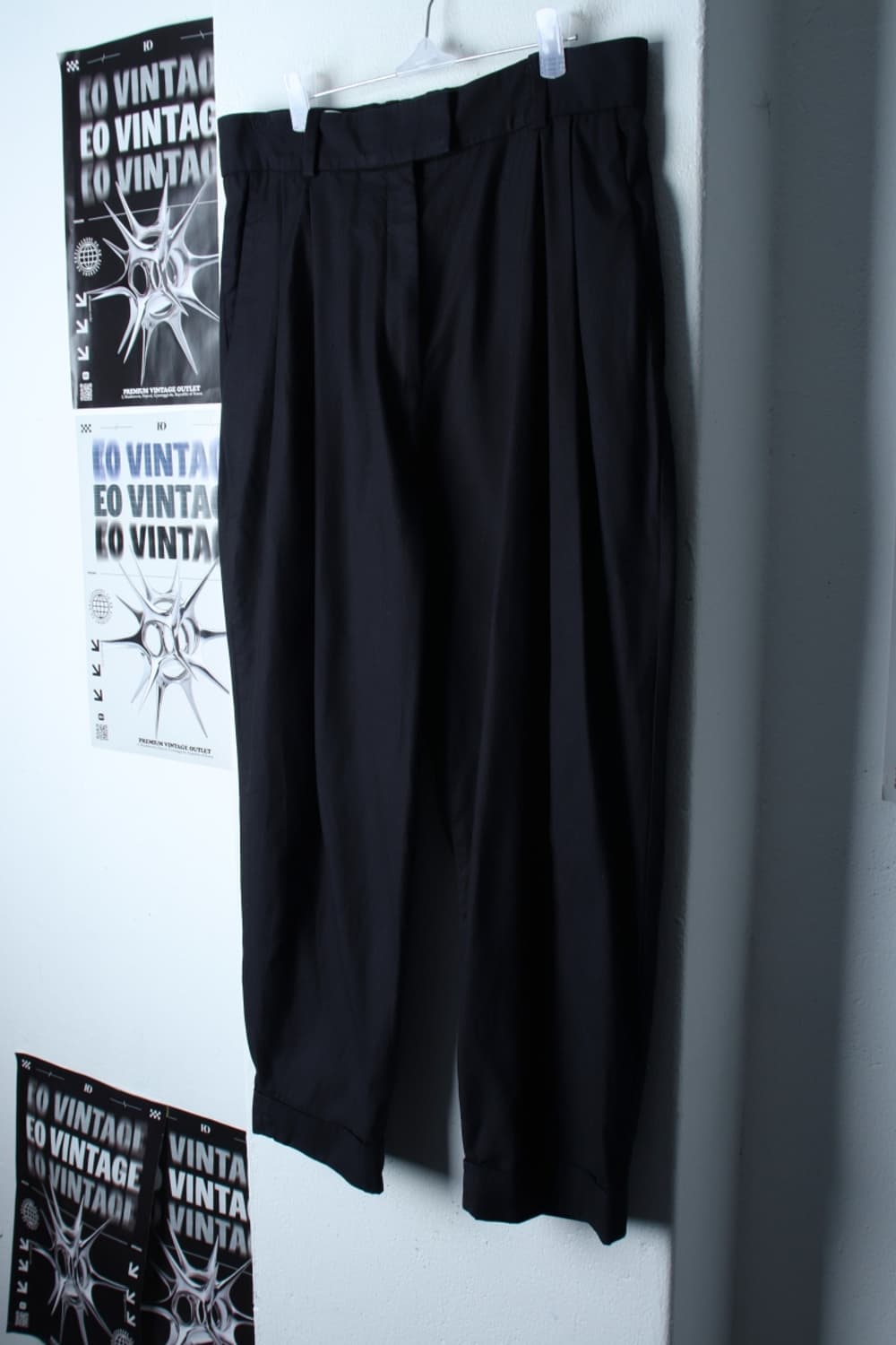 W(XL) 코스 면바지 팬츠 투턱 블랙 놈코어-P9767 상품이미지1