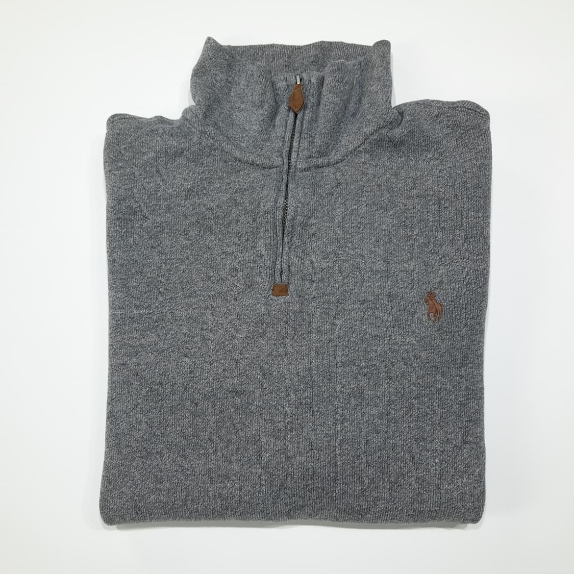 CL784 M 폴로 가죽풀러 헤더그레이 하프집업 니트 스웨터 상품이미지8