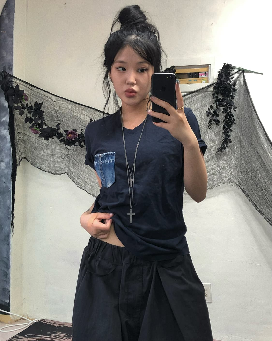 디젤 데님 포켓 블랙 반팔 탑  상품이미지2