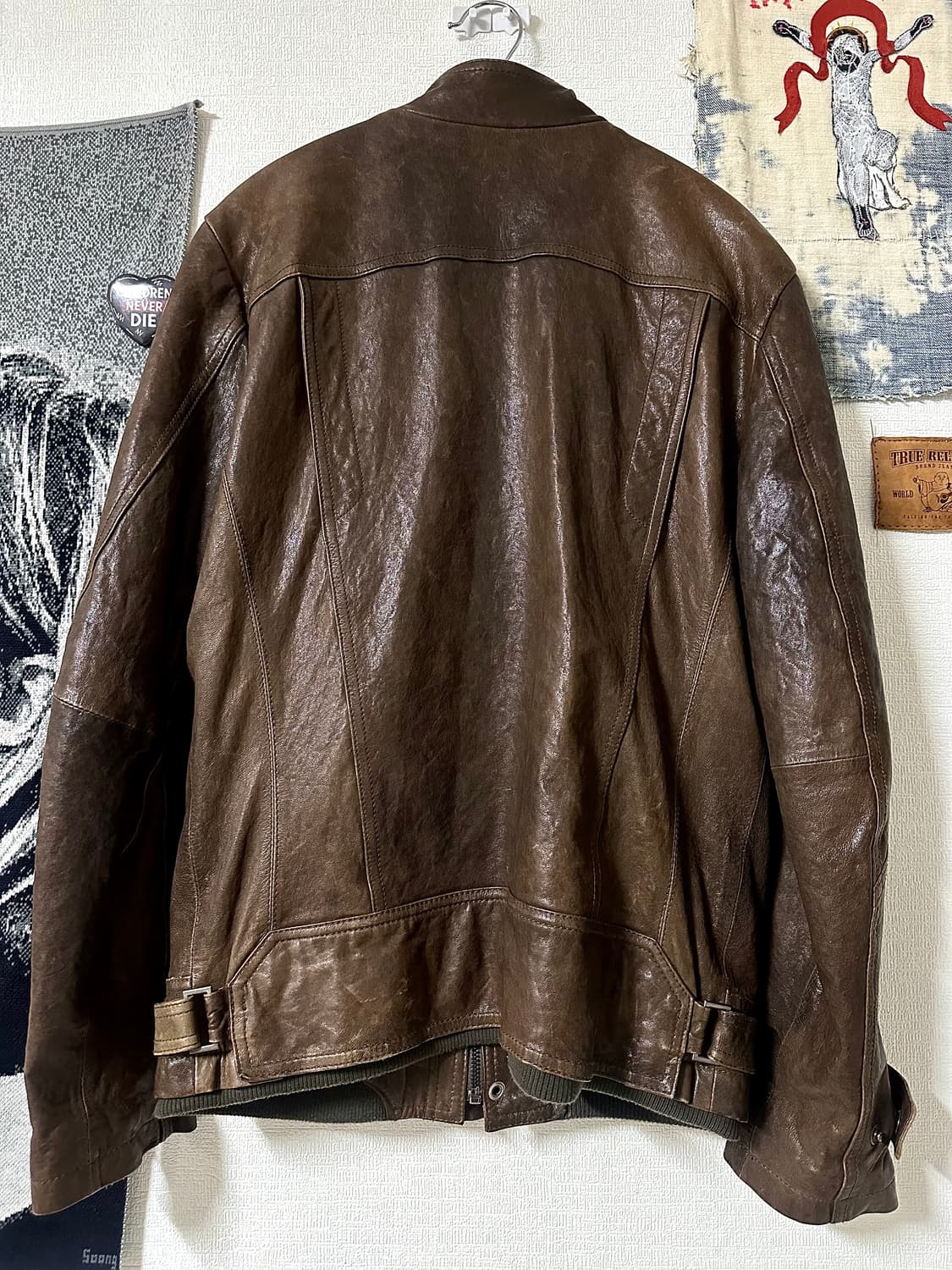 00's GUESS 이탈리안 램스킨 슬림핏 하이넥 레더자켓 상품이미지4