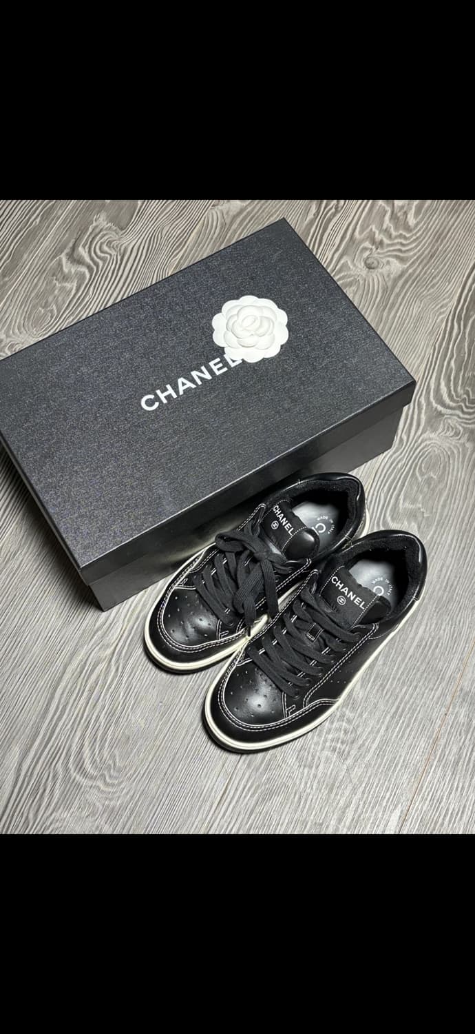 [36.5] 샤넬 백로고 블랙 레더 스니커즈 백화점 풀셋 상품이미지8