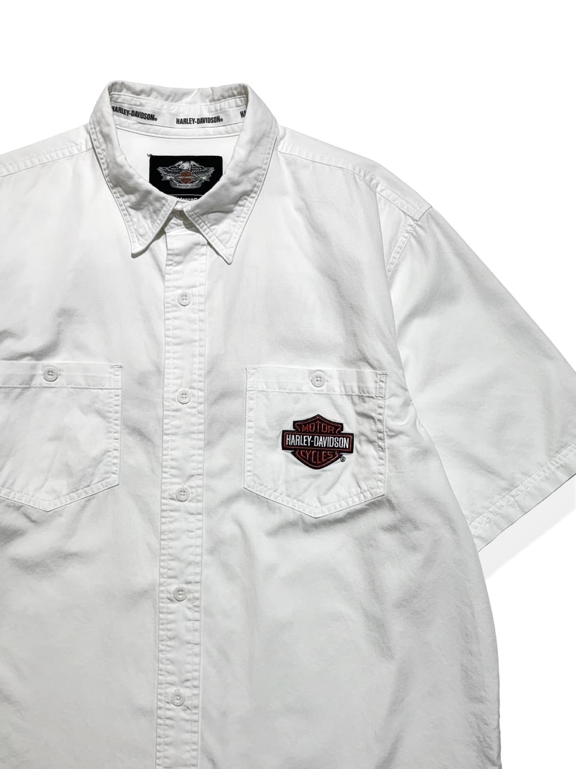 할리데이비슨 플레임 로고 화이트 반팔 셔츠 상품이미지3