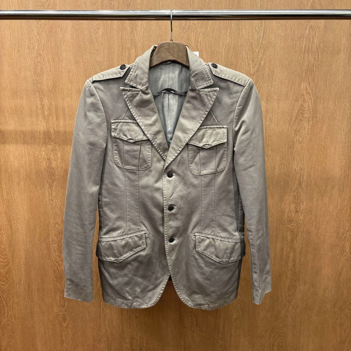 디젤 밀리터리 블레이저 자켓 숄더 에폭시 플랩 포켓 디테일 그레이 카키 상품이미지2