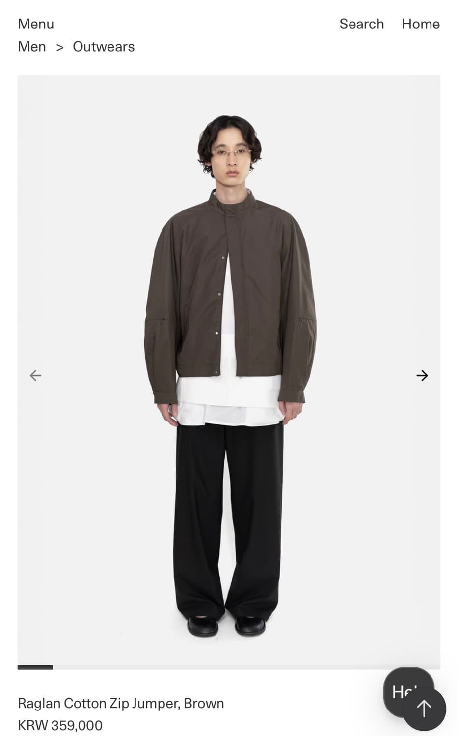 [L] 아모멘토 래글런 코튼 집 점퍼 브라운 - 26SS 상품이미지1